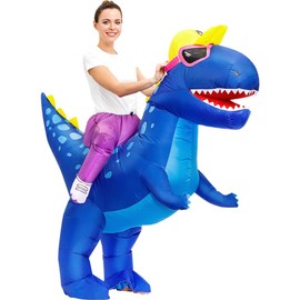 Inflatable Dinosaur Costume Funny Costumes for Adults, Inflatable Costume for Carnival, Birthday, Holiday, Party, Gift, Blue