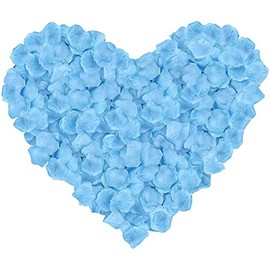 Happium 1000 Pieces Rose Petals, Artificial Silk Flowers Petals Romantic Decorations, Emulation Rose Petals for Wedding Decoration, Valentine's Day, Confession Decoration, Party Decoration, Light Blue