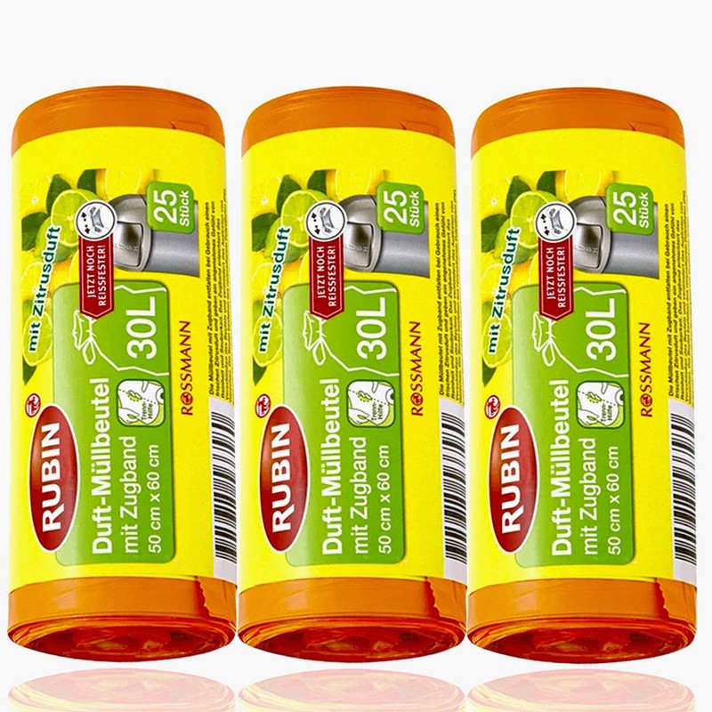 Rubin Scented bin liners, 30 litres, recyclable with drawstring and