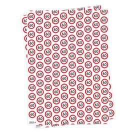 Brainbox Candy - 2 Sheets of Funny '60th Birthday' Wrapping Paper - Warning Sign Wrap - Sixty Wrap For Him Her Men Women Sixtieth Birthday Presents - Folded Quality Wrap