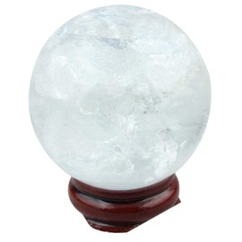 Rockcloud Healing Crystal Natural Rock Quartz Gemstone 1.75"(45mm) Ball Divination Sphere with Wood Stand
