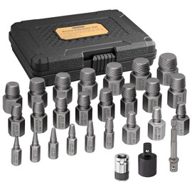 AMTOVL Screw Extractor Set - 24PCS + 3 Adapter Easy Out Bolt Extractor Tool, 1/2" 3/8" Inch Drive Hex Head, Spline Bolt Remover Kit for Stripped, Broken, Rusted Bolts and Screws