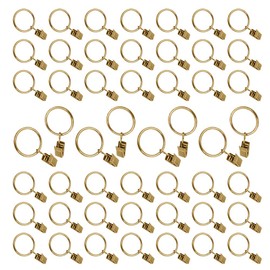 50Pcs Curtain Rings with Clips, Rustproof Metal Drapery Ring, 25mm Diameter Hanger Ring Hook Clip for Holding Heavy Curtains Rod Set and Drape - Gold