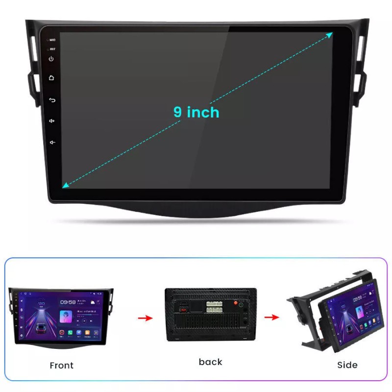 A-Carplay Android 12 For Toyota RAV4 2007-2012 Car Radio Stereo