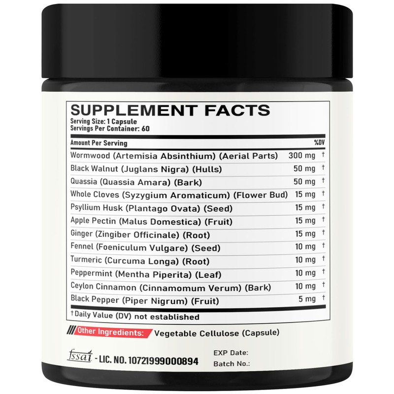 DEDICAD 12in1 Wormwood Capsules Black Walnut Cloves, Ginger, Turmeric Curcumin