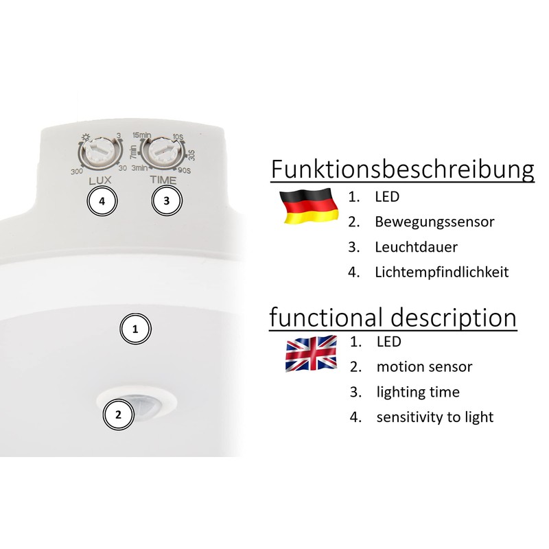 HUBER Downlight [11W 1200lm] with PIR Motion Sensor 360° I