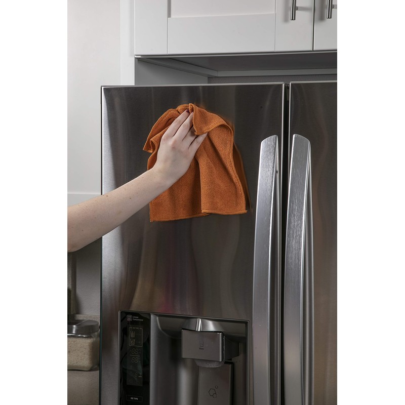Copper Lane Lint Streak-Free Microfiber Cleaning Cloths, Tan and Copper