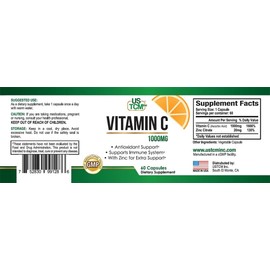 USTCM Vitamin C 1000mg w ZINC EXTRA SUPPORT Antioxidant & Immune Support Made In USA