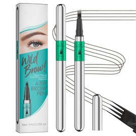 Eyebrow Pencil Black Brown, Precise Eyebrow Pen Creates Natural Hair-Like Brows, Waterproof Microblading Eye Brow Pencil Lasts All Day, Brow Pen With 4-Tips For Makeup Beginners