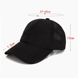 N-KONGJIAN Ponytail Hat, Baseball Cap Hat for Men Women, Adjustable Hat, Quick Drying Sun Hat, UV Protection Sport Cap (White)