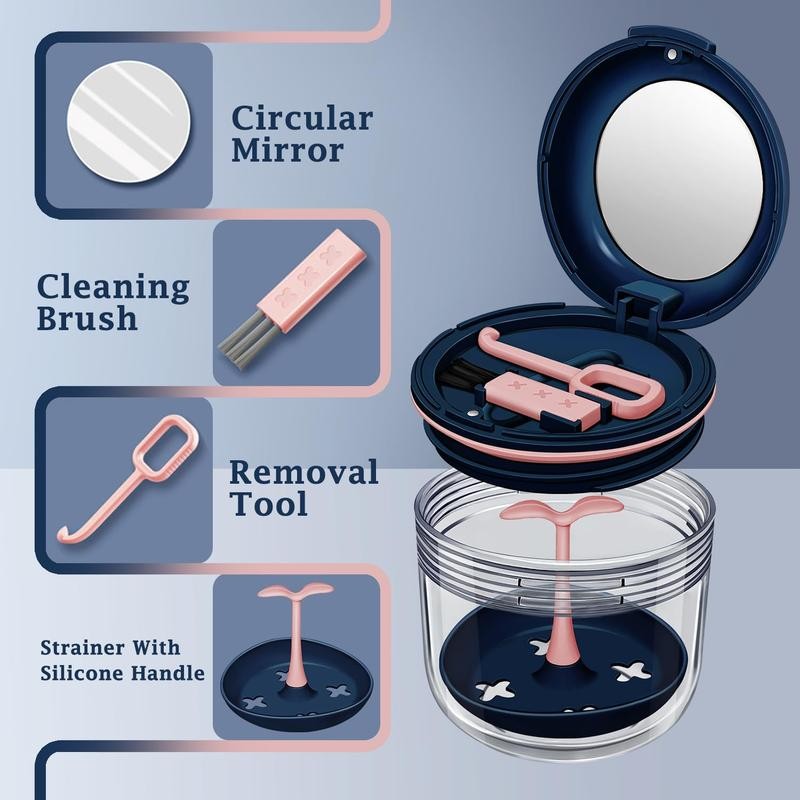 Denture Case Absolutely Leak-Proof Bath For Traveling With Mirror Brush