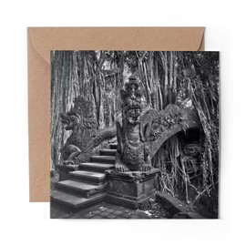1 x Greeting Card BW - Dragon Bridge Bali Forest - Blank Birthday Celebration Anniversary #36075