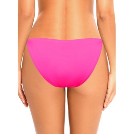Tempt Me Women Side Tie Bikini Bottoms - Hot Pink String Swim Bottoms Low Rise Bathing Suit Bottoms Cheeky Coverage Swimwear 2025 M