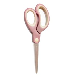 Tijeras antiadherentes pastel – multiusos para oficina y manualidades, herramienta de corte de agarre suave, tijeras de tela de punta roma para niños, costura, zurdos y diestros (1 paquete, rosa)
