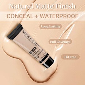 Liquid Foundation Cream, Full Coverage Matte Concealer Base Primer for Face Makeup, Waterproof Longwearing Flawless Makeup Base Foundation Hides Wrinkles & Lines for All Skin Tone (BEIGE 1, 1.3 Fl Oz)