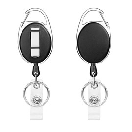 2 Pack Buckle Retractable Badge Holder Heavy Duty Retractable Badge Holder Reel Retractable Name Tag Lanyard for Keychain Office Id Card Suitable for Office Workers Students Faculty