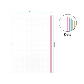 Miquelrius - A4 Refill Pad with Dots, 100 Sheets of 90gsm in 5 Pastel Colours, Standard Punched for Ring Binder, School Supplies