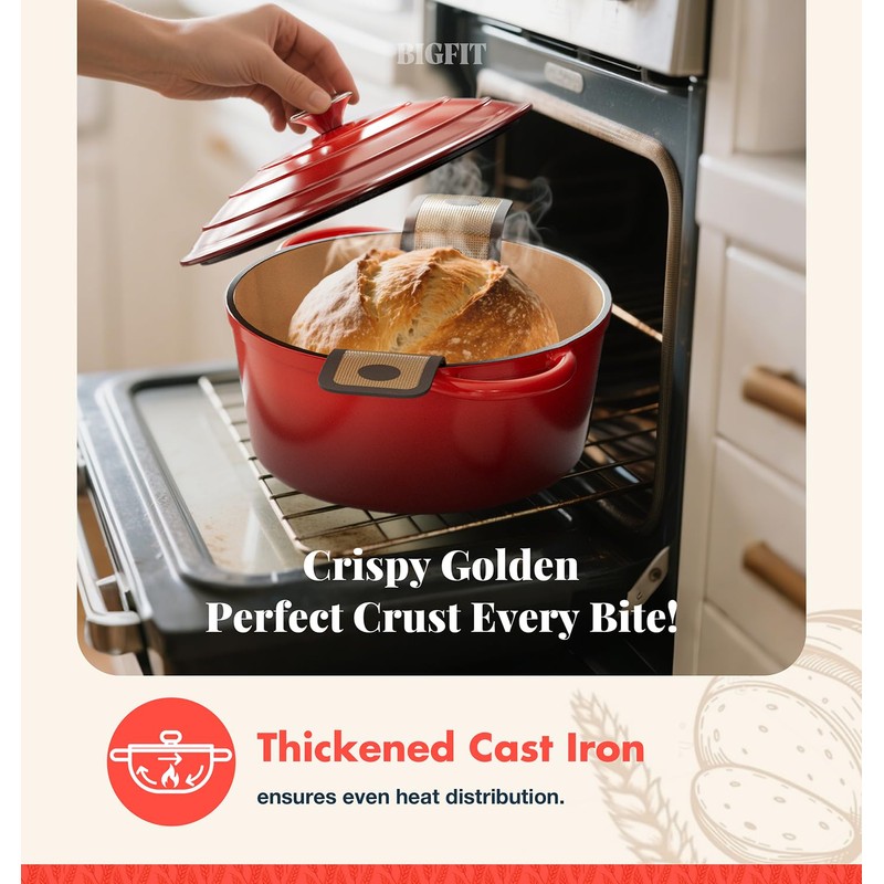 Cast Iron Dutch Oven for Bread Baking, With Banneton Bread