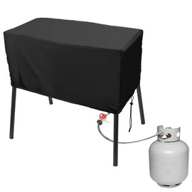 Heavy-Duty Waterproof Patio Cover for 2-Burner Outdoor Cooking System, Camp Stove Protector, Tear-Resistant Gas Cooker Canopy, Protective Shield for Outdoor Kitchen (Black)