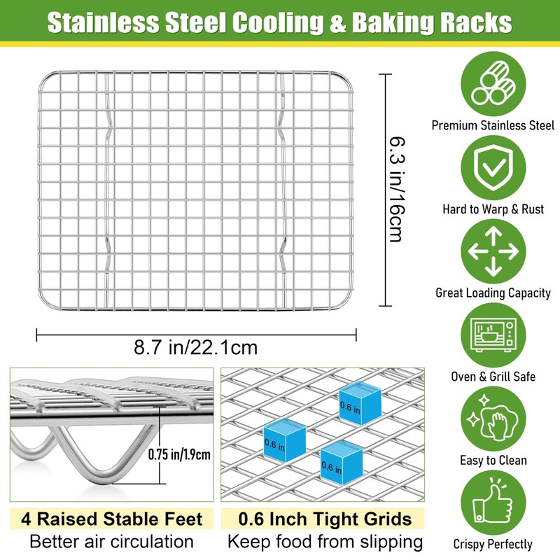 Homikit 2 Pack Cooling Rack Set, 8.7" x 6.3" Stainless