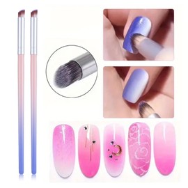10PCS Ombre Nail Brush, Wood Pen Nail Design Brushes for Gel Nail Gradient, Professional Art Tools Manicure Nail Painting Kit(Gradient Blue)