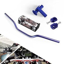 MOTOROFF 11/8" Motorcycle Handlebars, Universa Dirt Bike Handlebar with Bar Pad Grips Mounts for Raptor250 660 CRF250 CRF450 400EX Banshee 350 etc.Dirt bike Pit bike Pit bike (Blue)