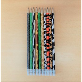 The Home Fusion Company Super Funky Animal Print Eraser Topped HB Pencils 10 Pack Leopard Zebra Tiger