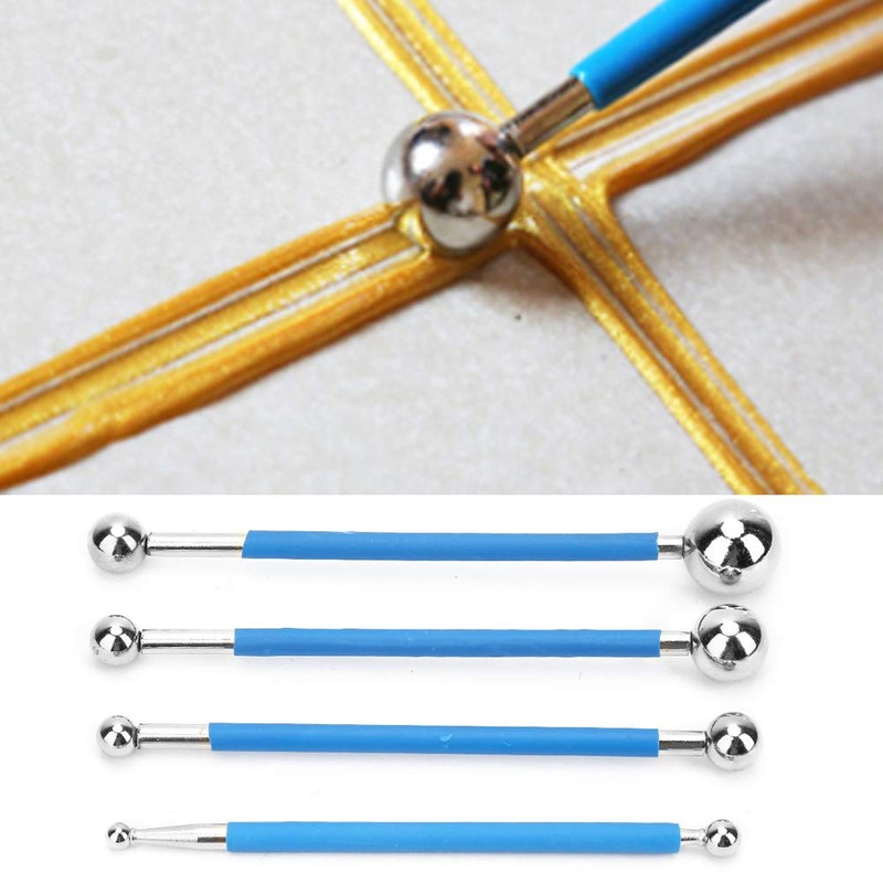 Caulking Tool Kit, 4Pcs Metal Ball Tile Caulk Finishing Tools,Tile