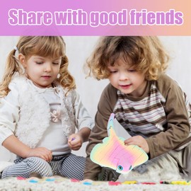 3D Printed Animals, 3D Animals Cute Manta Ray - Rainbow Color Articulated 3D Printed Dragon Toy for All Ages, Desk Decor, Sensory Fidget Toy