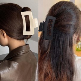 Flomiara 4PCS Hair Clips for Women, Large Claw Clips, Square Hair Clip, Suitable for Thick Thin Hair, Large Strong-Hold Claws for Styling, 10.5 Centimeter Hair Clip Set, Light Cute for Women Girls