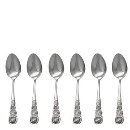 GRÄWE Espresso Spoons, Set of 6, Espresso Spoons Made of Stainless Steel, Dishwasher Safe - Rose Decoration