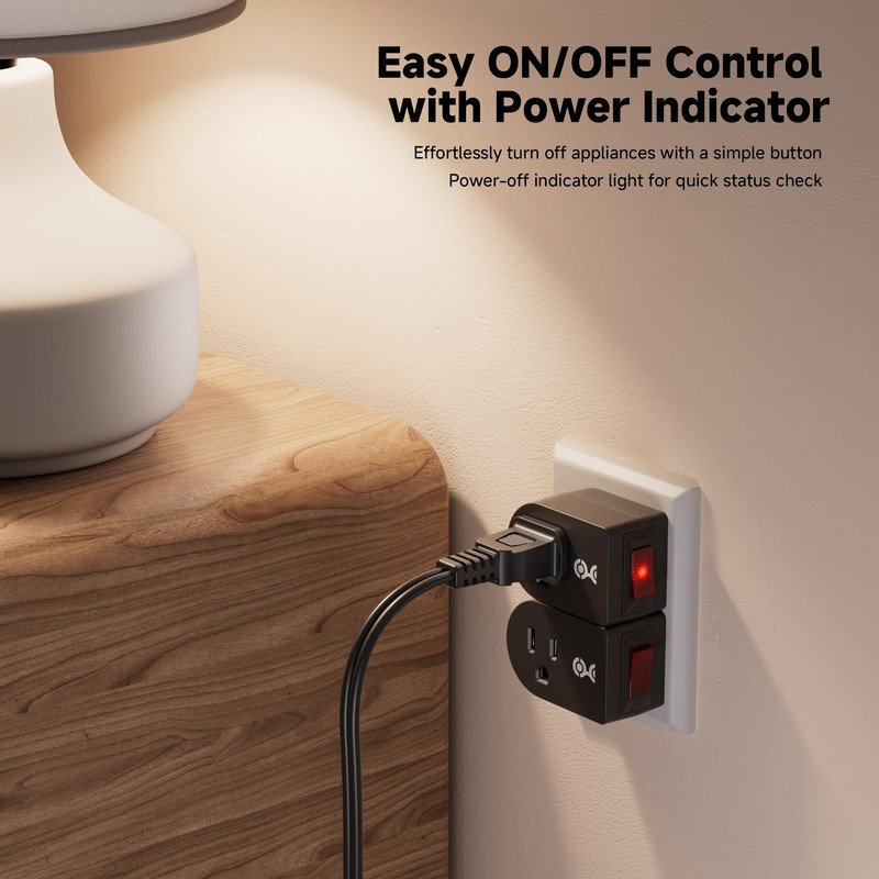 [ETL Listed] Cable Matters 3-Pack Grounded Outlet Switch with On