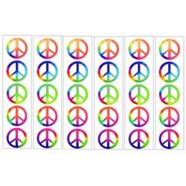Rainbow Peace Symbol Sign Tattoos, 60's Hippie Party Favors