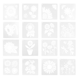 TEHAUX 1set Sunflower Stencils for Painting Reusable Hollow Floral Templates for Home Decor Unique Designs Sturdy Pet Material