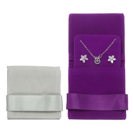 sourcing map Velvet Jewelry Pouch with Insert Pad 3.5 x 3.3 Inch Soft Jewelry Package Gift Storage Bag Easy to Carry Fit for Rings Necklace Bracelet, Gray/Purple