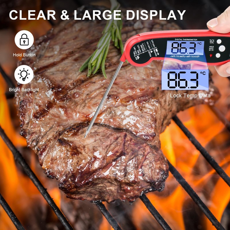 HomeLyfe Digital Meat Thermometer, IPX7 Waterproof Instant Read Food Thermometer