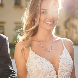 Clearine Leaf Cluster Jewellery Set Bridal Jewellery Set Zirconia Pendant Necklace and Drop Earrings Set for Party, Cubic Zirconia, Cubic Zirconia