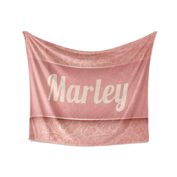 Marley Blanket - Personalized Plush Fleece Pink Throw with Name,