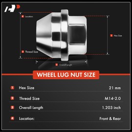 A-Premium 12Pcs M14-2.0 Wheel Lug Nuts Compatible with Ford F-150 2001-2014 F-150 Heritage 2004 Expedition Lincoln Navigator Mark LT Front or Rear