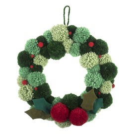 Trimits Green Pom Pom Wreath Kit, Make Your Own Christmas Decorations, Front Door Garland, Autumn Wreath 31cm (12.2in)
