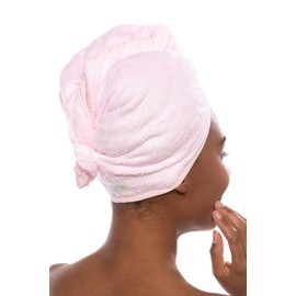 Texere Women's Bamboo Viscose Hair Towel (Tya, Barely Pink/Rose Red 2 PK, U)