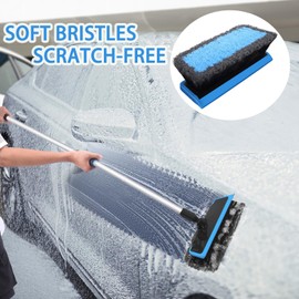 Wontolf 62'' Car Wash Brush with Long Handle, Scratch-Free Soft Bristles Sturdy Car Wash Mop Kit, Complete Car Cleaning Brush Kit Wash Mitt Towel Windshield Squeegee Wheel Tire Brush for Car Truck RV