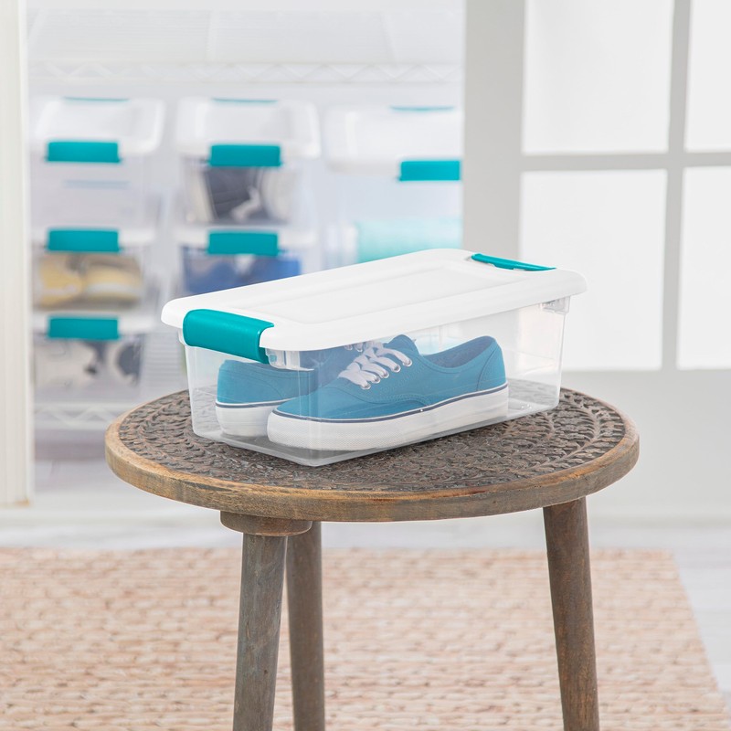 Sterilite 6 Qt Latching Storage Box, Stackable Bin with Latch