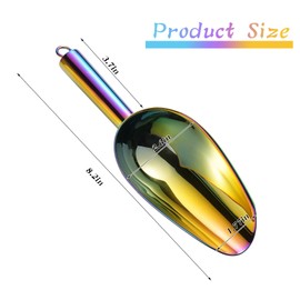Stainless Steel Rainbow Ice Scoop 6 OZ, Titanium Colorful Plating Metal Ice Scooper For Ice Maker Multipurpose For Candy Wedding Kitchen Bar Party Pet Animal Dog Food Scoop Beach Shovel
