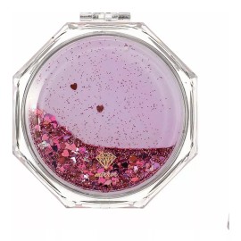 Miniso Espejo Plegable Hexagonal Con Brillantina Rosa 7.7cm Miniso