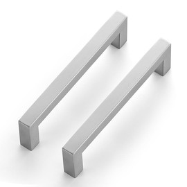 Ravinte Pack of 5 Cabinet Handles, 128 mm, Furniture Handles, Silver Handles for Kitchen Cabinets, Cabinet Handles, Square Handles, Furniture Rustproof Stainless Steel Door Handles for Kitchen Handles