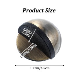 2 Pack Half Dome Floor Door Stoppers, No Drill Self Adhesive Door Stoppers Wall Protector, Stainless Steel Gate Stopper with Black Rubber Bumper Tips, Bronze (1.77×1.77×1 in)