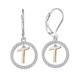 Starnny Letter Earrings 925 Silver Women's Initial Alphabet A-Z 3A Cubic Zirconia Earrings Gifts for Women, Sterling Silver, Cubic Zirconia