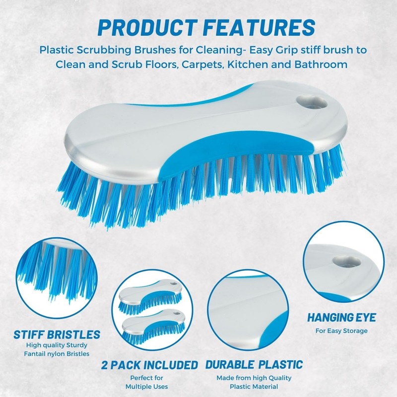 HOMESHOPA Household Scrubbing Brush, 2 Pack Multi purpose Plastic Heavy