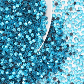 12000PCS Crystal Hotfix Rhinestones Bulk, Flatback Glass Hot Fix Rhinestones for Clothing, Crafts, DIY Decor Iron-On Rhinestones for Fabric(Lake Blue SS10)